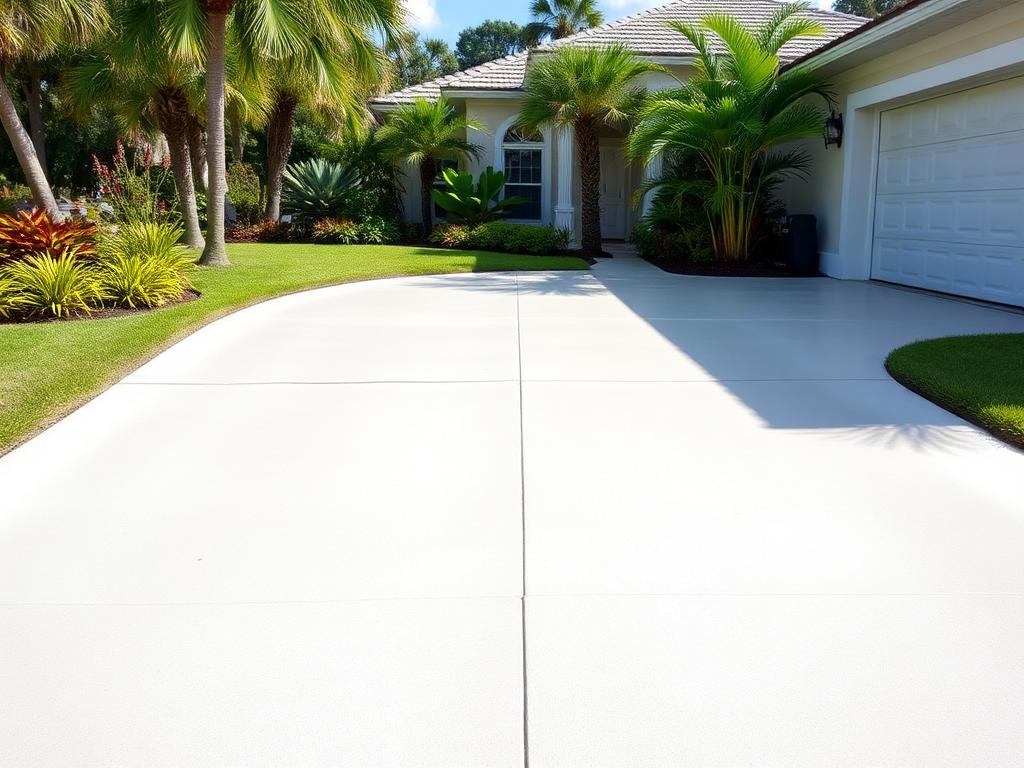 After: the Hollywood driveway pressure washed to a bright clean gray finish with sealed, stain-free concrete